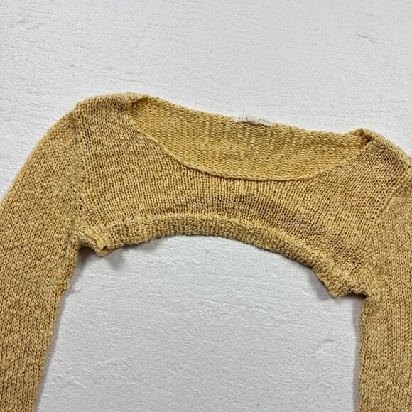 PacSun L.A. Hearts Yellow Knit Shrug Sweater Open Crochet Bolero, Size Small - Picture 2 of 5